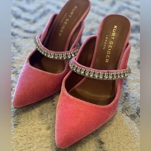 Kurt Geiger Pink Mules with Crystal Strap